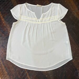 Hollister Sheer Cream Blouse with Lace Accents